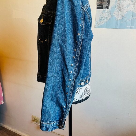 vintage 90s Y2K No Excuses metal studded denim jacket size youth Large - Picture 3 of 7